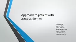 Approach to patient with acute abdomen