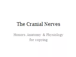 The Cranial Nerves Honors Anatomy & Physiology