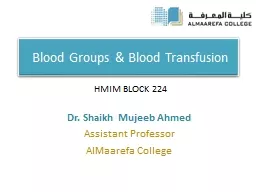 Blood Groups & Blood Transfusion