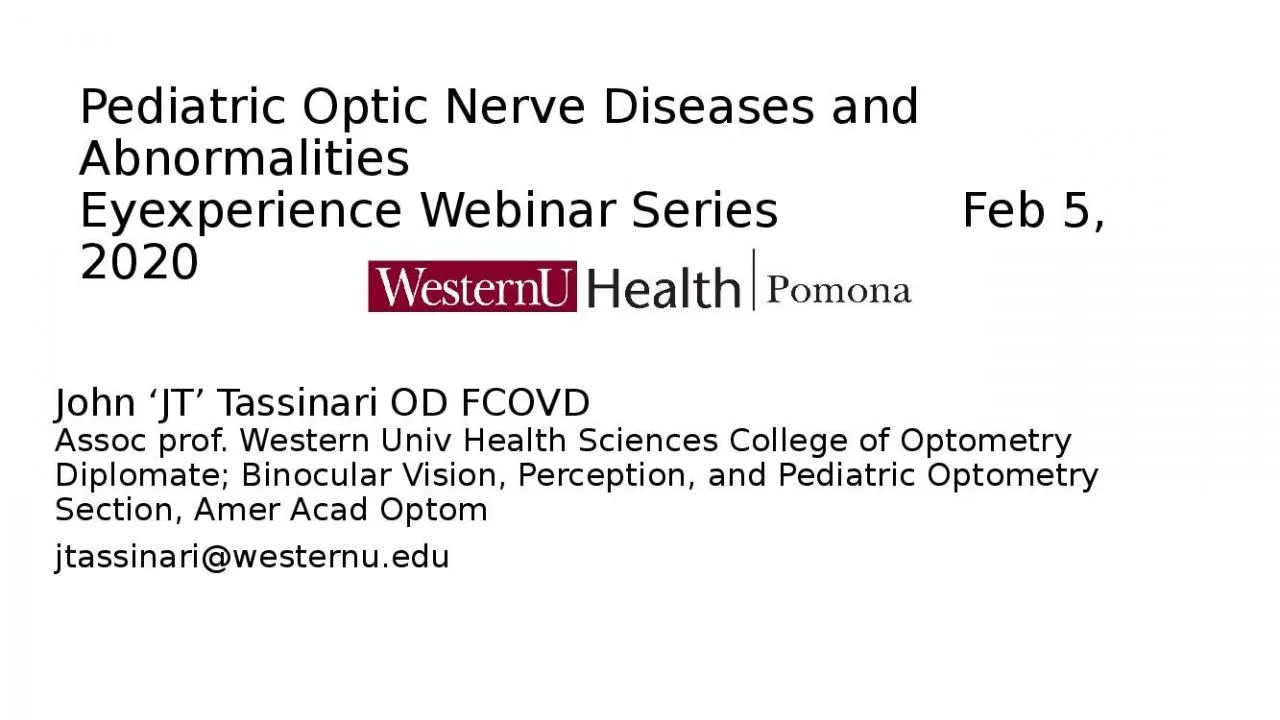 PPT-Pediatric Optic Nerve Diseases and Abnormalities