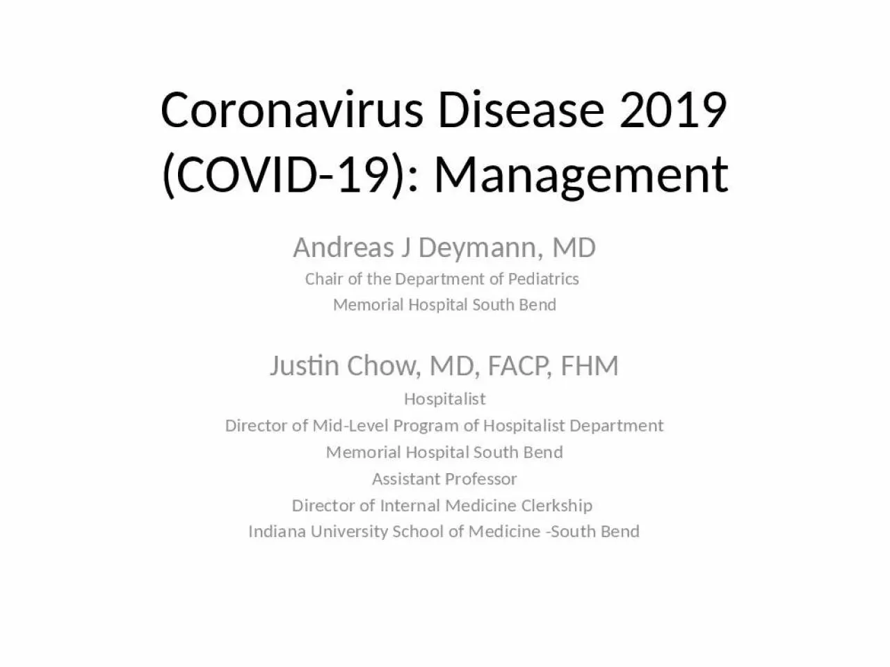 PPT-Coronavirus Disease 2019 (COVID-19): Management