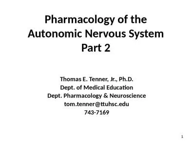 Pharmacology  of the Autonomic