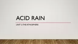 Acid Rain Unit 2: The Atmosphere