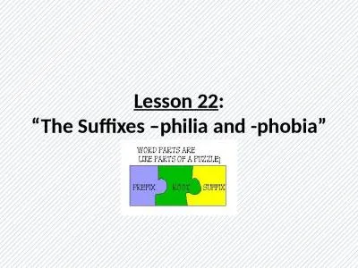 Lesson 22 : “The Suffixes –philia and -phobia”