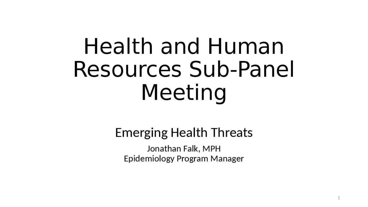 PPT-Health and Human Resources Sub-Panel Meeting