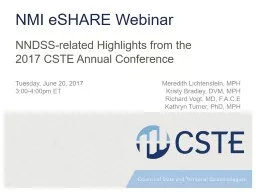 NNDSS-related Highlights from the 2017 CSTE Annual Conference