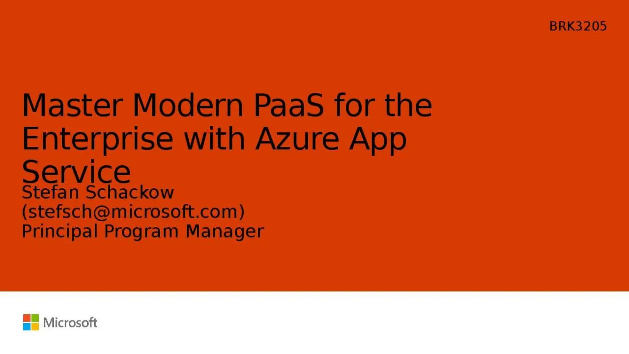 PPT-Master Modern PaaS for the Enterprise with Azure App Service