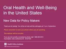 Oral Health and Well-Being in the United States