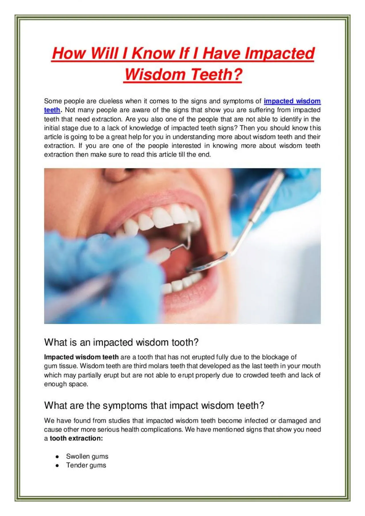 PDF-How Will I Know If I Have Impacted Wisdom Teeth?