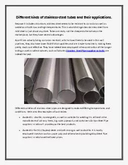 Different kinds of stainless-steel tubes and their applications.
