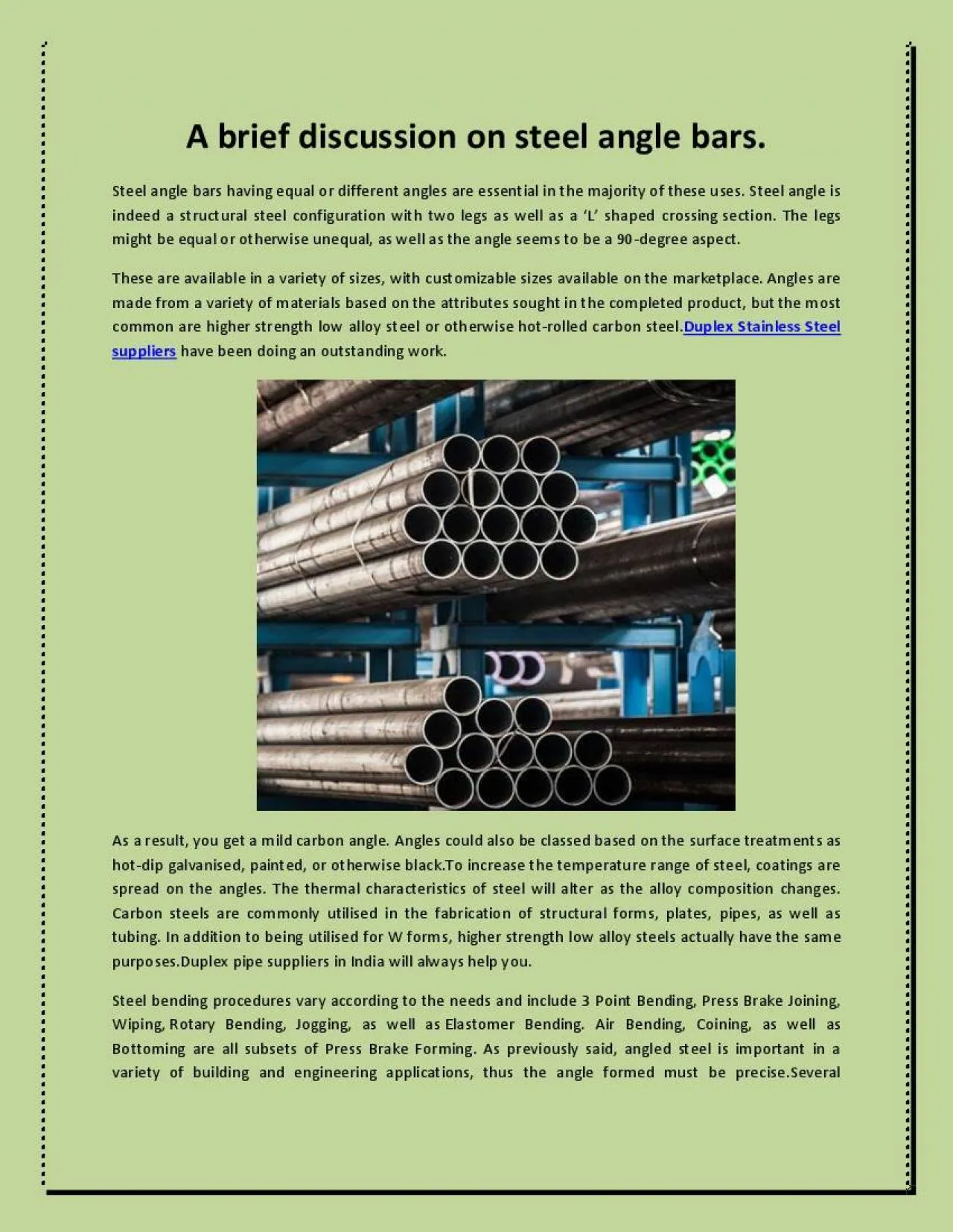 PDF-A brief discussion on steel angle bars.