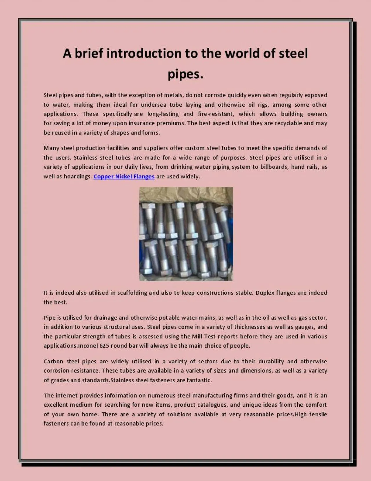 PDF-a brief introduction to the world of steel pipes