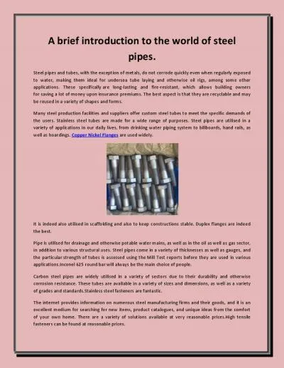 a brief introduction to the world of steel pipes