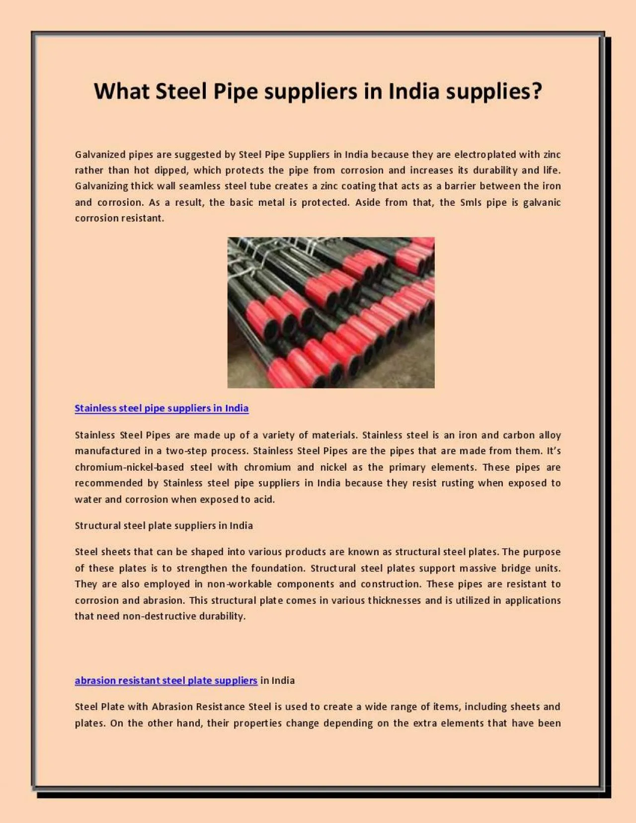 PDF-What Steel Pipe suppliers in India supplies?