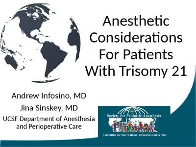 Anesthetic Considerations For Patients With Trisomy 21