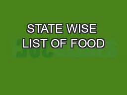 STATE WISE LIST OF FOOD