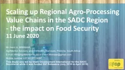 Scaling up Regional Agro-Processing Value Chains in the SADC Region