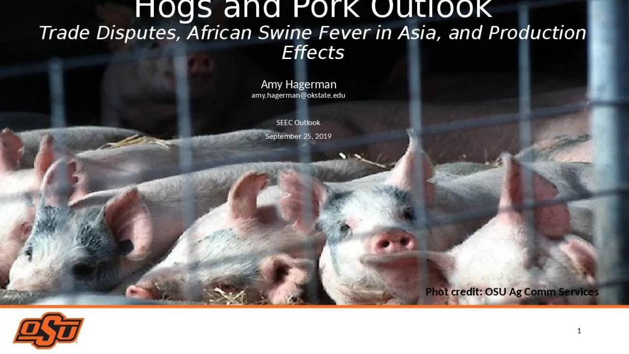 PPT-Hogs and Pork Outlook Trade Disputes, African Swine Fever in Asia, and Production Effects