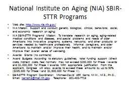 National Institute on Aging (NIA) SBIR-STTR Programs