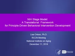 NIH Stage Model: A Translational  Framework
