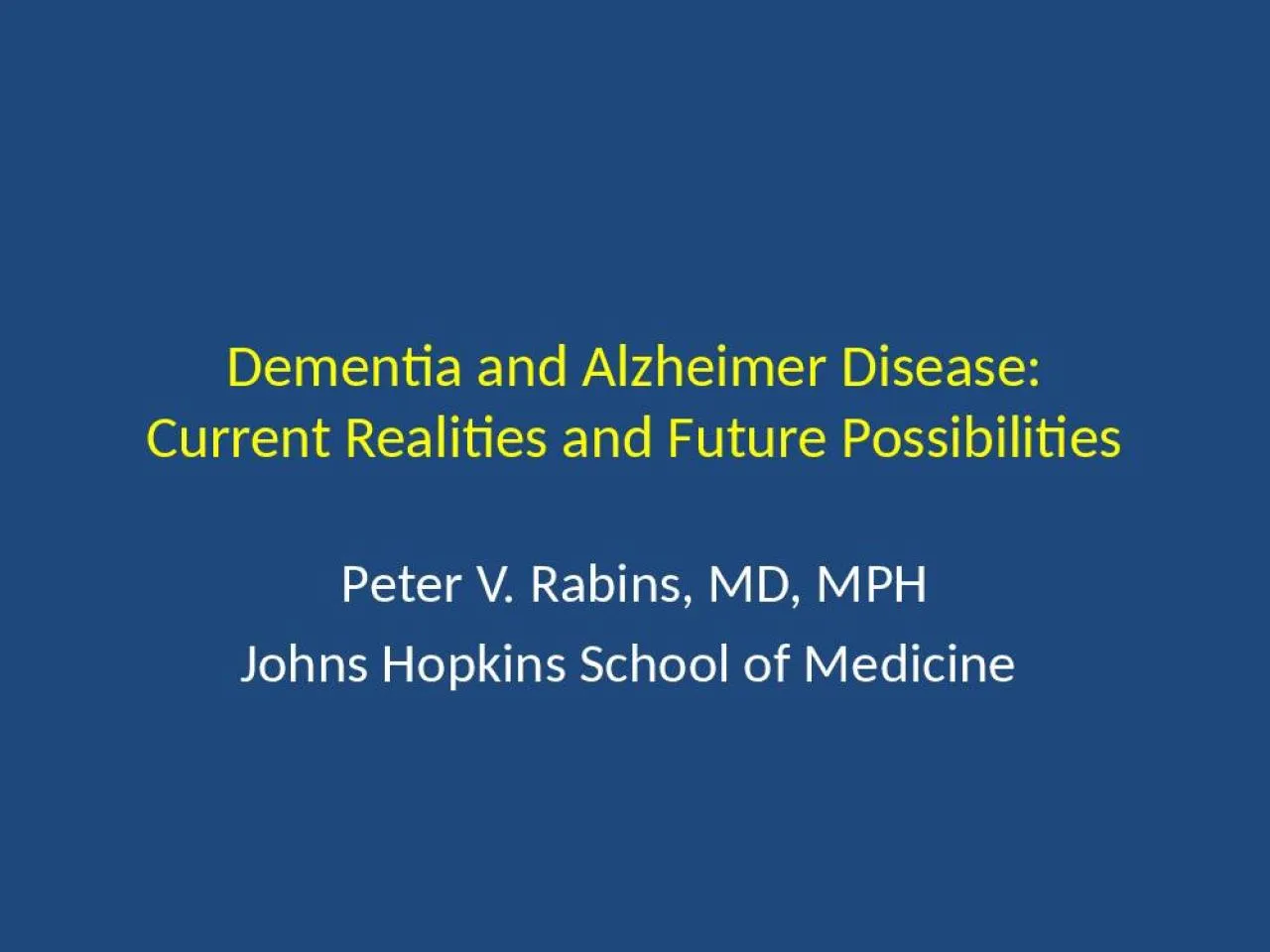 PPT-Dementia and Alzheimer Disease: