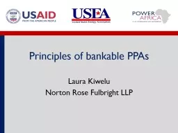 Principles of bankable  PPAs