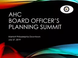 AHC  Board Officer’s Planning Summit