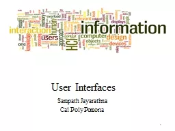 User Interfaces Sampath Jayarathna