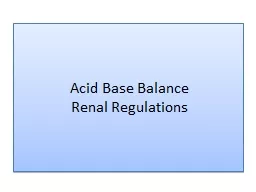 Acid Base Balance Renal Regulations