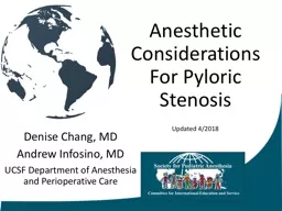 Anesthetic Considerations For Pyloric Stenosis