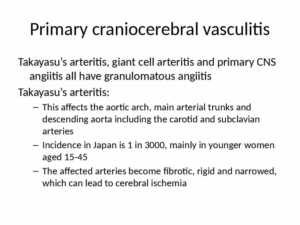 PPT-Primary craniocerebral vasculitis