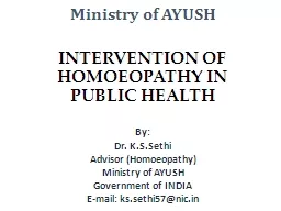 INTERVENTION OF HOMOEOPATHY IN PUBLIC HEALTH