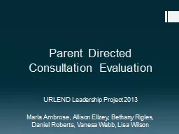 Parent Directed Consultation Evaluation