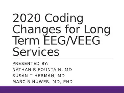 2020 Coding Changes for Long Term EEG/VEEG Services