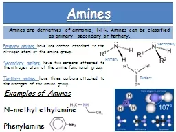 Amines Amines are derivatives of ammonia, NH