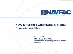 Navy’s Portfolio Optimization: In Situ Remediation Sites