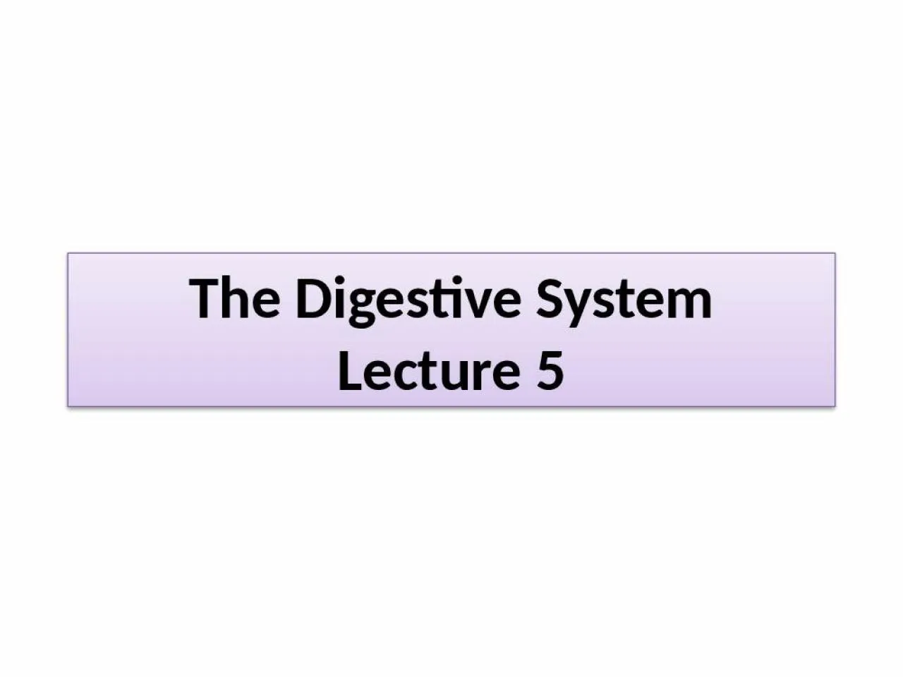 PPT-The Digestive System Lecture 5