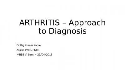 ARTHRITIS – Approach to Diagnosis