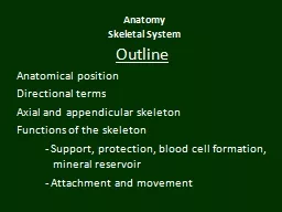 Outline Anatomical position