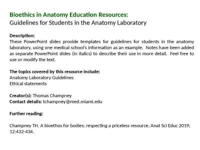 Bioethics in Anatomy Education Resources: