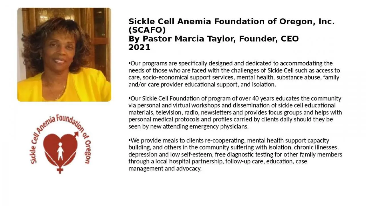 PPT-Sickle Cell Anemia Foundation of Oregon, Inc.