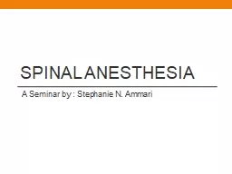 Spinal Anesthesia   A Seminar by : Stephanie N. Ammari