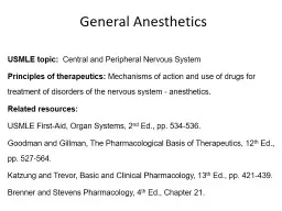 General Anesthetics USMLE topic: