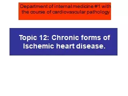 Topic 12: Chronic forms of