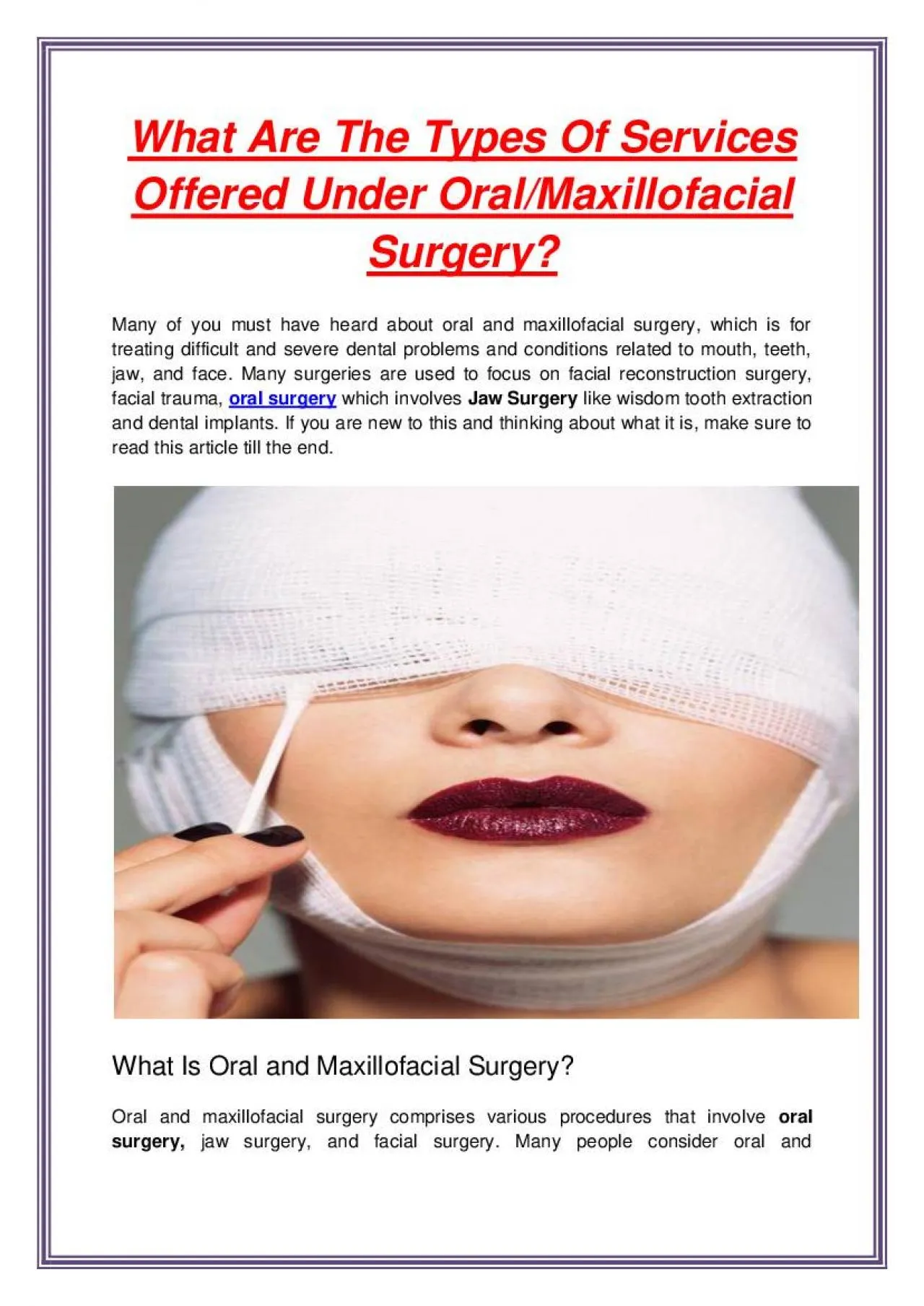 PDF-What Are The Types Of Services Offered Under Oral/Maxillofacial Surgery?