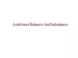 Acid-base Balance And Imbalance