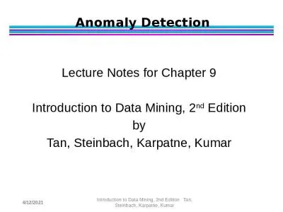 Anomaly Detection Lecture Notes for Chapter 9