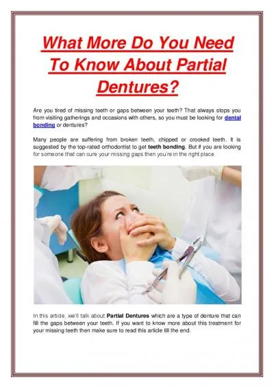 What More Do You Need To Know About Partial Dentures?