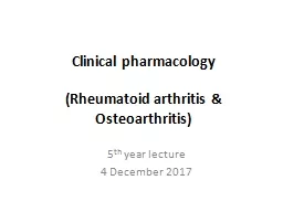 Clinical  pharmacology (Rheumatoid arthritis & Osteoarthritis)