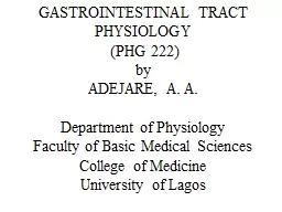 GASTROINTESTINAL TRACT PHYSIOLOGY